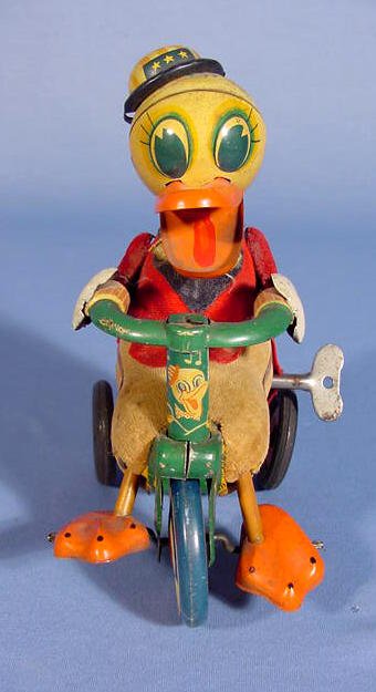 Japanese Key Wind Toy Duck on a Tricycle - 2