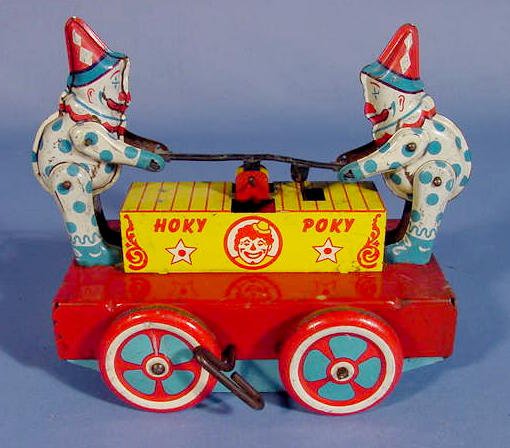 Wyondotte Hoky Poky Toy Pump Car w/Clowns