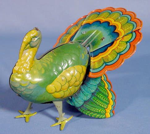 Colorful Tin Windup Toy Turkey