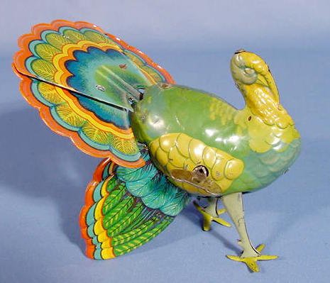 Colorful Tin Windup Toy Turkey - 2
