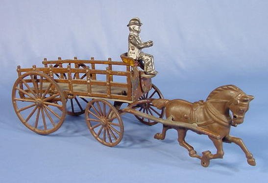 Cast Iron Horse Drawn Toy Delivery Wagon