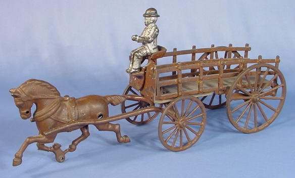 Cast Iron Horse Drawn Toy Delivery Wagon - 5