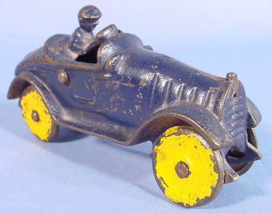 Cast Iron Toy Racing Car w/Fixed Driver