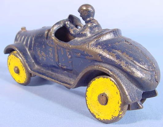Cast Iron Toy Racing Car w/Fixed Driver - 2