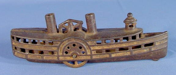 Cast Iron Steamboat Paddle Wheel Penny Bank