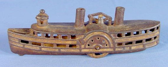 Cast Iron Steamboat Paddle Wheel Penny Bank - 2