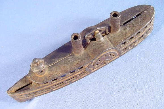 Cast Iron Steamboat Paddle Wheel Penny Bank - 3