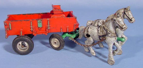 Arcade Cast Iron Farm Wagon w/2 Horse Team