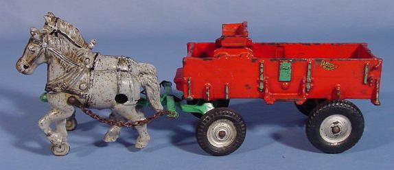 Arcade Cast Iron Farm Wagon w/2 Horse Team - 2