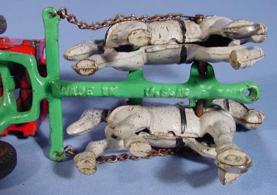 Arcade Cast Iron Farm Wagon w/2 Horse Team - 5