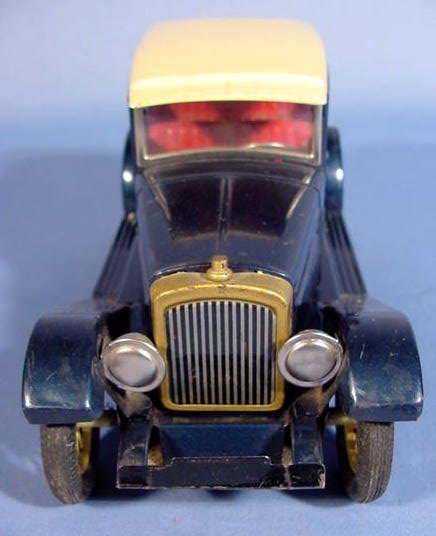 Japanese Tin Friction Car w/Off White Roof - 2