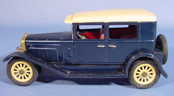 Japanese Tin Friction Car w/Off White Roof - 3
