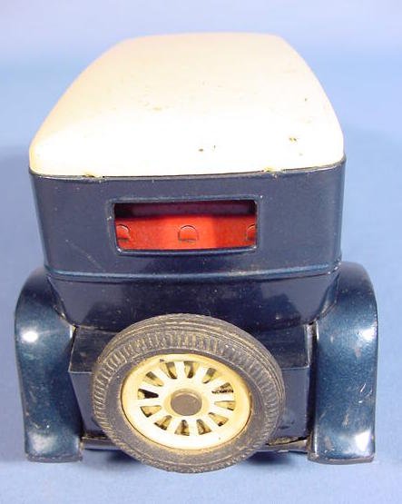 Japanese Tin Friction Car w/Off White Roof - 4