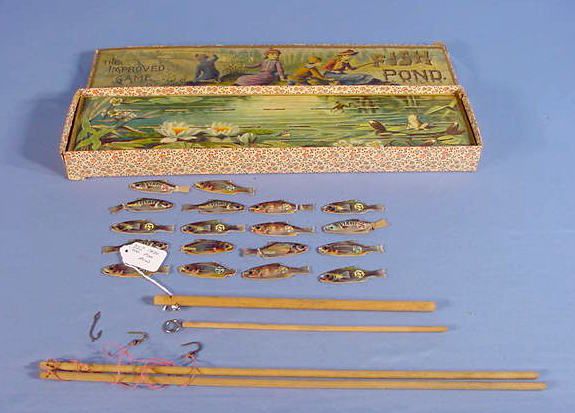 1890 Mcloughlin Brothers Fish Pond Game w/Box - 6