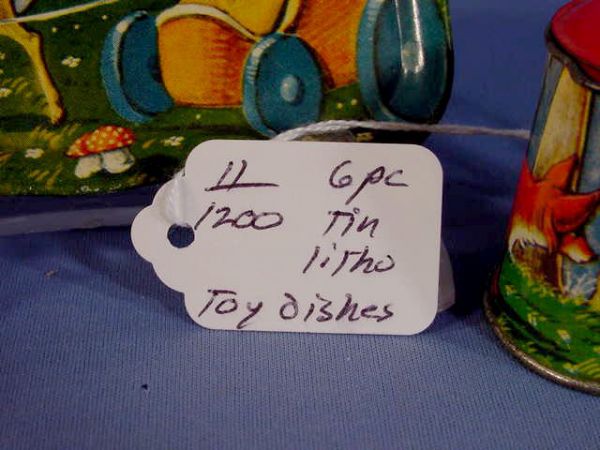 Tin Litho Toy Dishes w/Elves, Children & Animals - 2