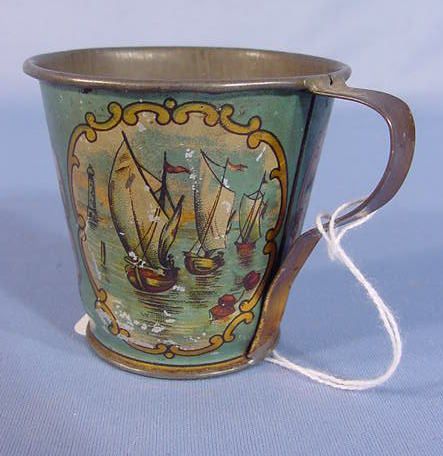 2 Tin Litho Toy Cups and Saucers - 7
