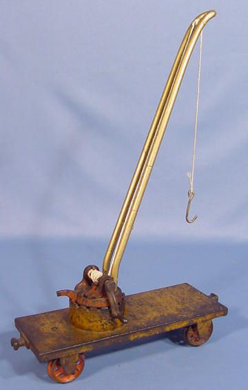 Cast Iron Rail Road Car w/ Crane Style Winch
