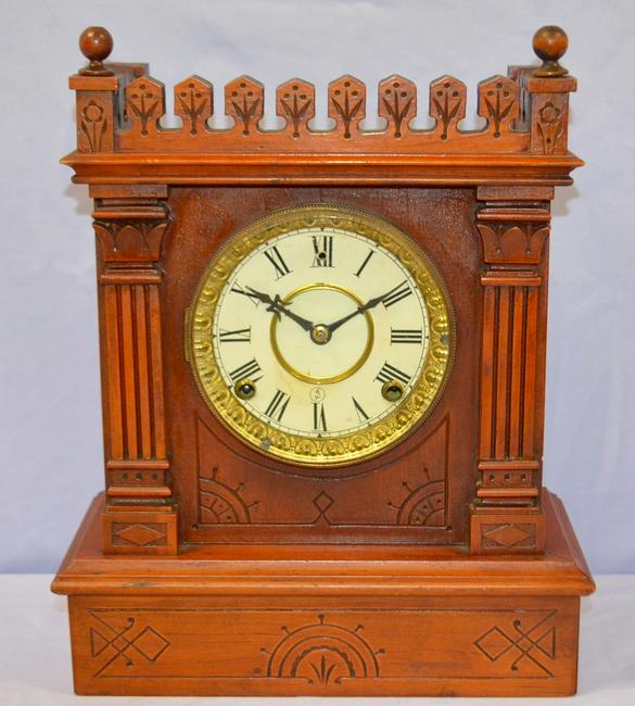 Antique Gilbert “Cabinet No. 1” Clock. Cherry colored