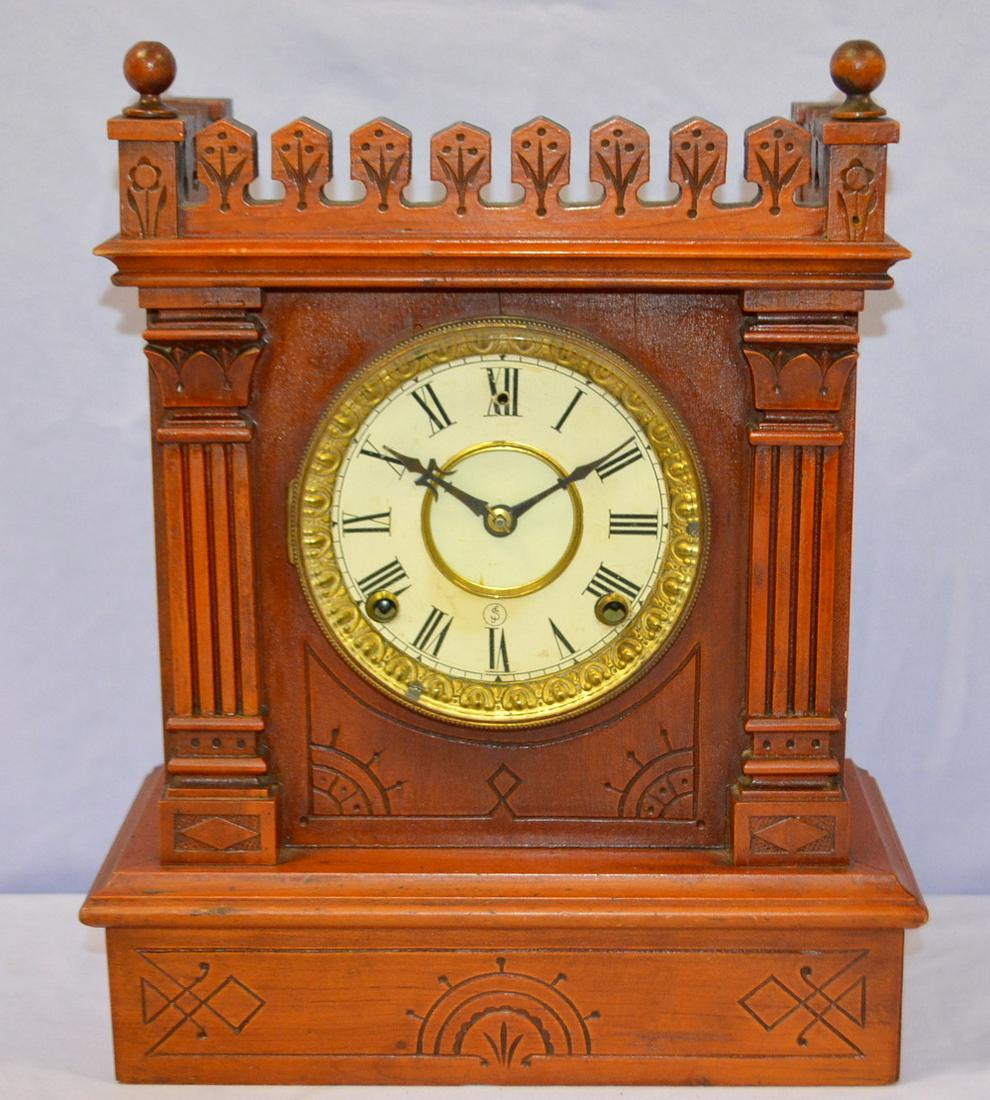 Antique Gilbert "Cabinet No. 1" Clock. Cherry colored (1 of 7)