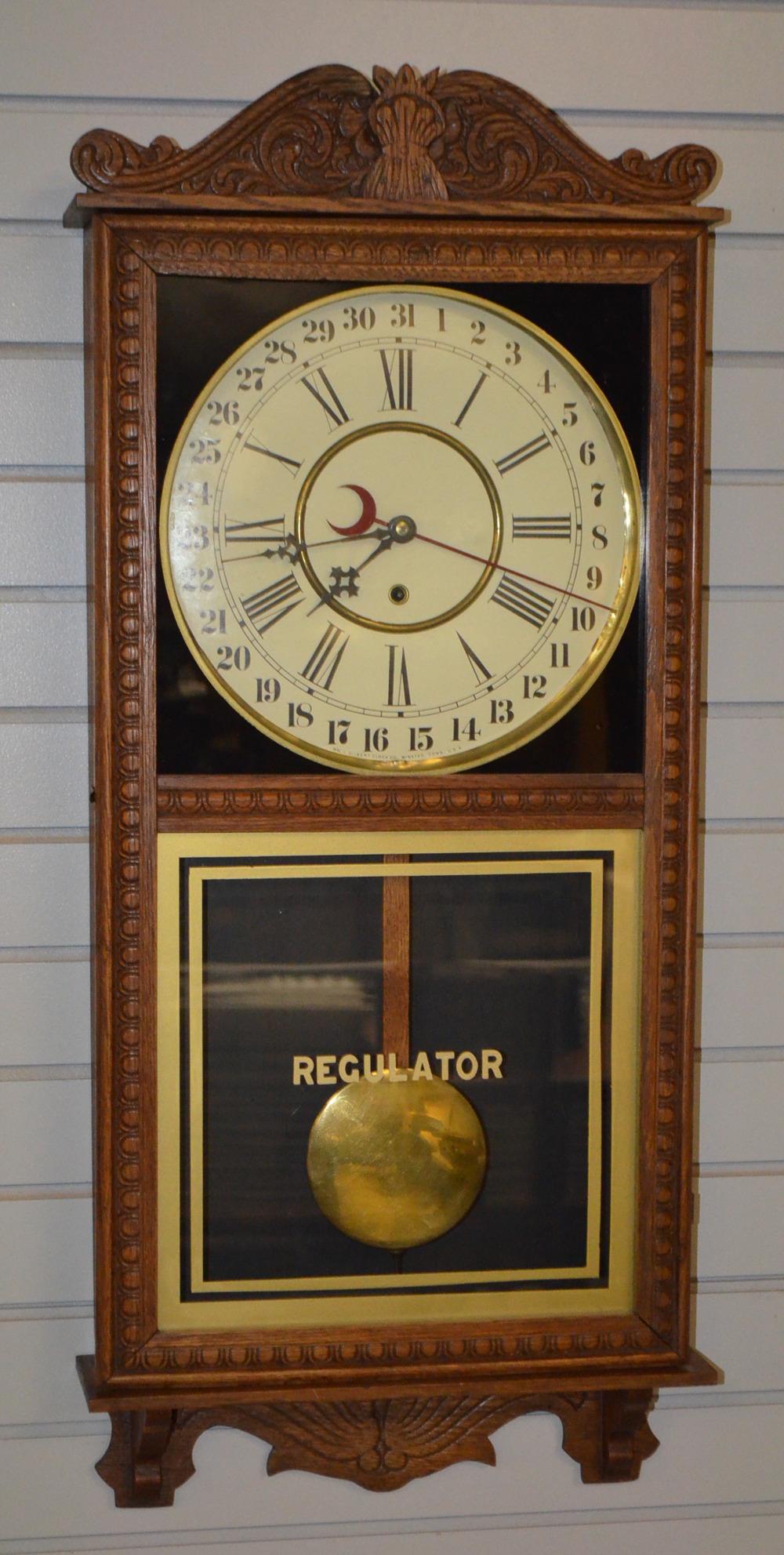 Gilbert "Observatory" Calendar Store Regulator w/ Oak (1 of 3)