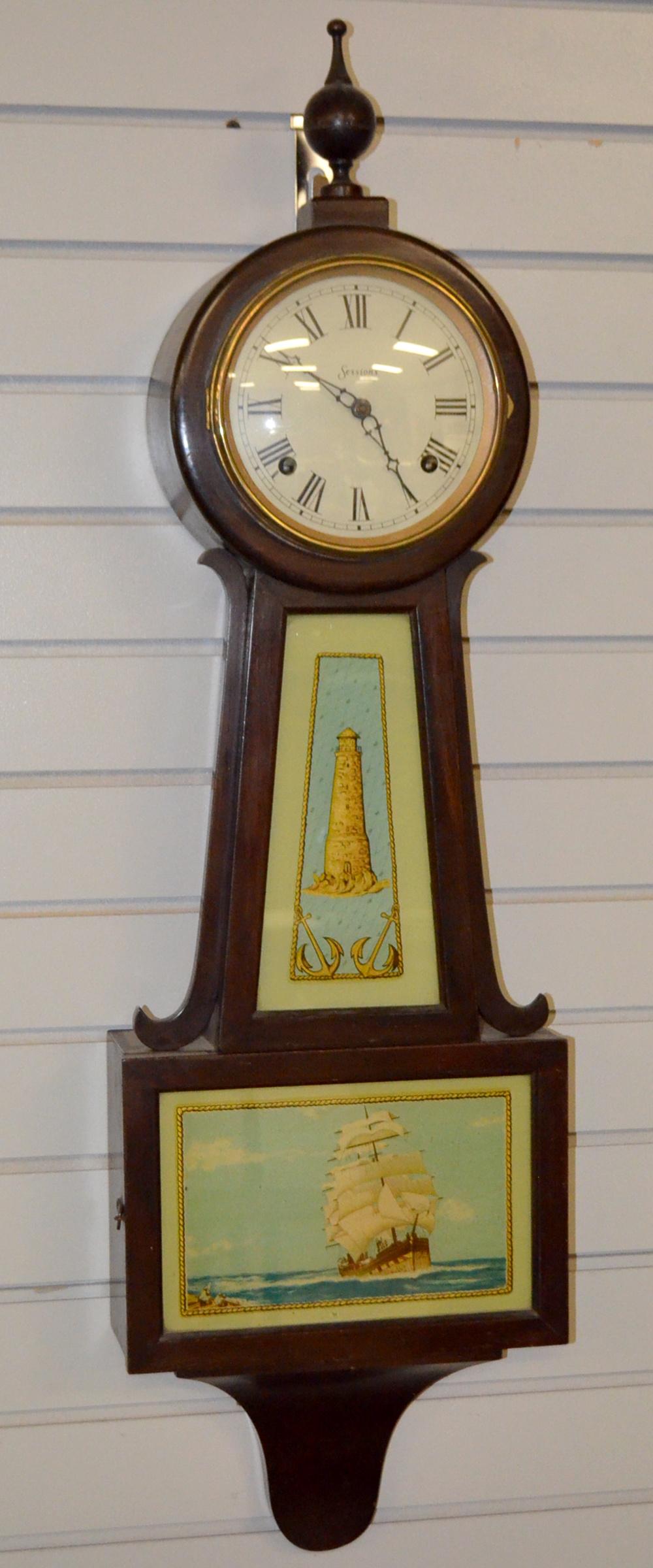Antique Sessions "Revere" Banjo Clock. Mahogany case (1 of 3)