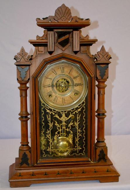 Antique Ingraham Kitchen Clock. Walnut case with