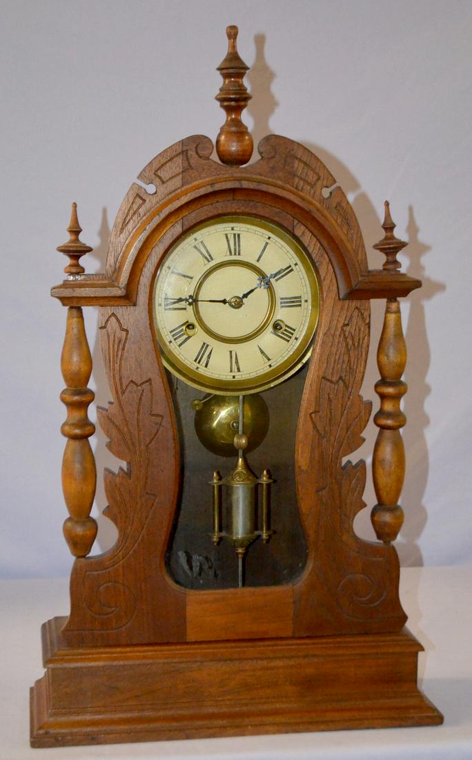 Antique Kroeber Mantel Clock. Walnut case,  6" dial (1 of 2)
