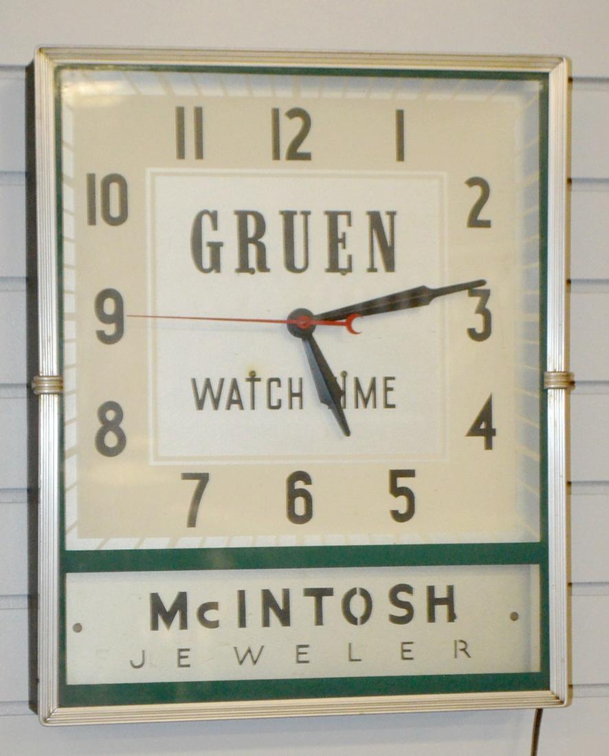 Gruen Watchtime Electric Wall Clock. Lighted, signed (1 of 3)
