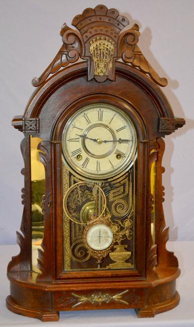 Antique Ash Wood “Oregon” Kitchen Clock. Mirrorside,