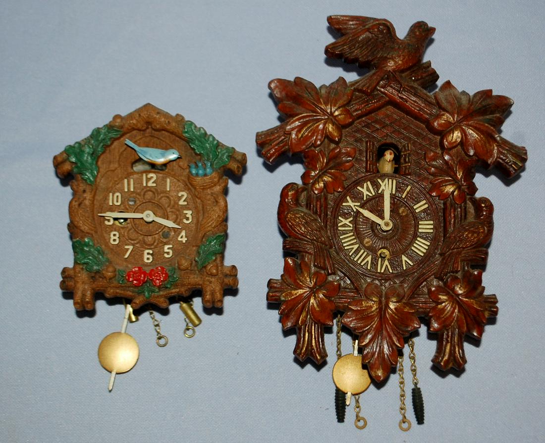 2 Antique Miniature Cuckoo Clocks: 1.) August C. (1 of 3)