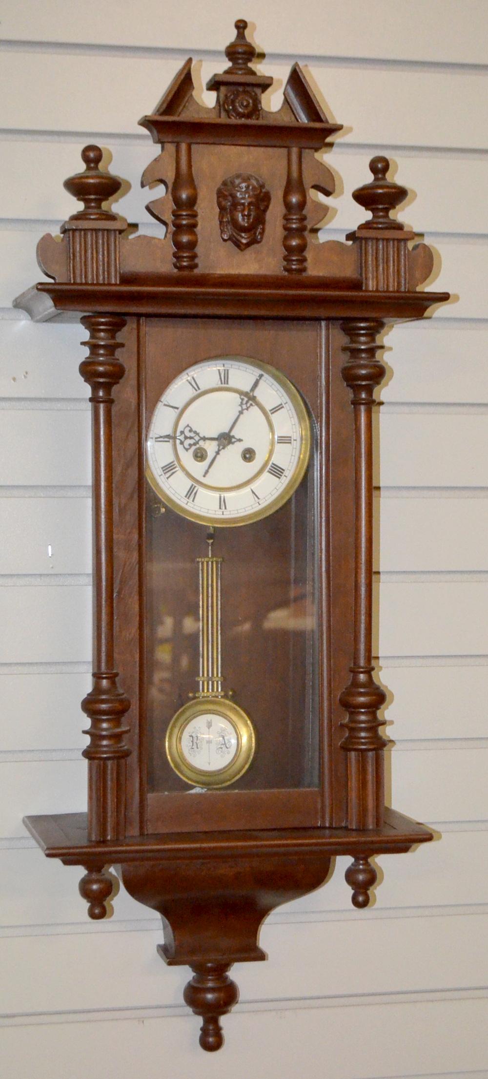 German Lady Head Carved R.A Clock. T&S, unsigned 5" (1 of 2)