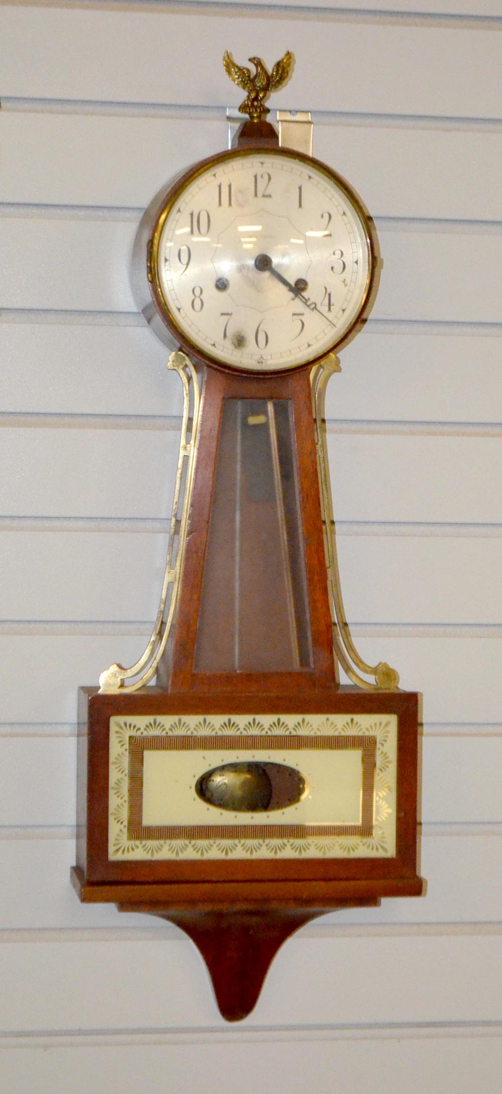 Antique Seth Thomas Banjo Clock. Mahogany case, good (1 of 5)