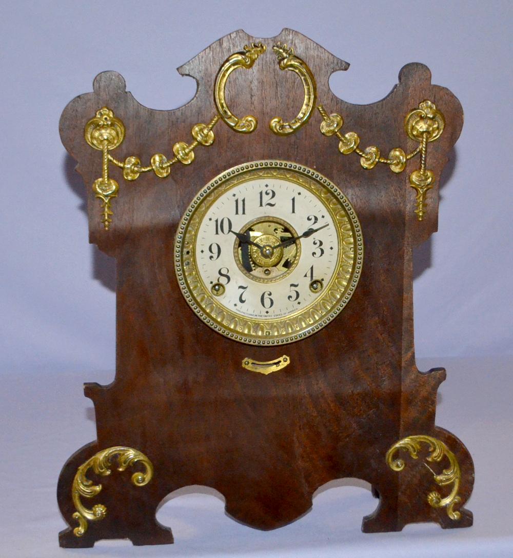 Antique Seth Tjomas Mahogany Alarm Clock: T & S; 5" (1 of 2)