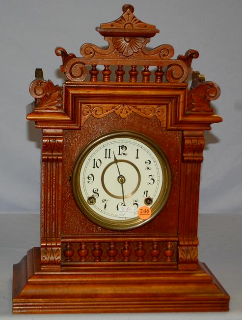 Cabinet Clock. Unsigned movement and dial,, dial is 4″