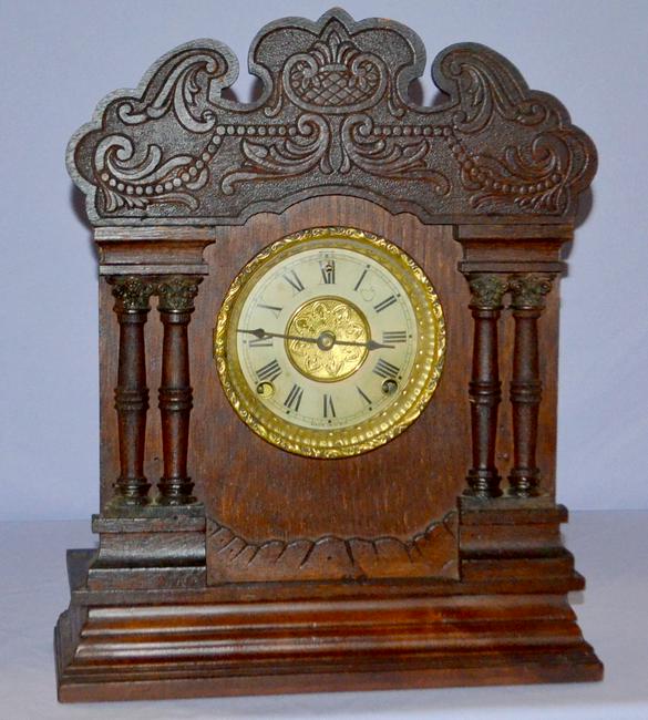Antique Sessions Cabinet P-68 Clock. Oak case 5″
