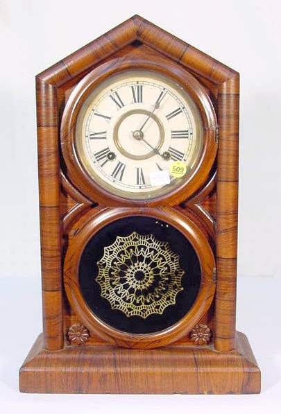 Rosewood Veneer Mantel Clock w/Figure 8 Door