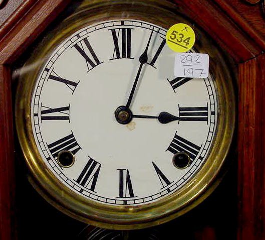 Walnut Kitchen Clock w/Fancy Pendulum - 2