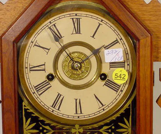Walnut Kitchen Clock w/Fancy Pendulum - 2