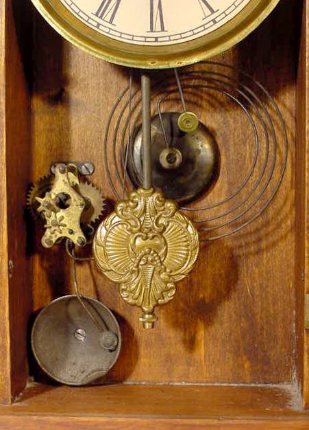 Walnut Kitchen Clock w/Fancy Pendulum - 4