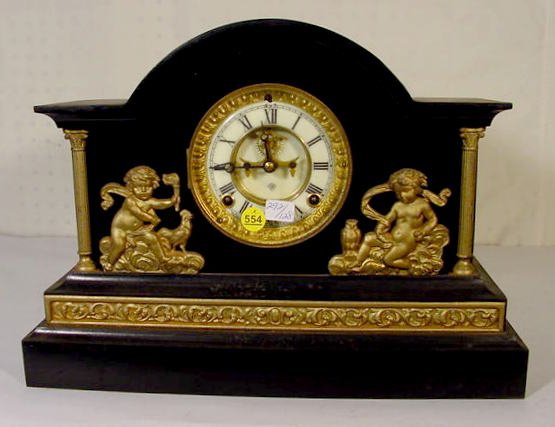 Ansonia "Verona" Black Enameled Iron Clock