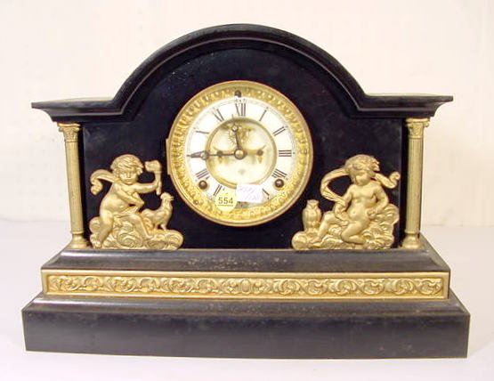 Ansonia "Verona" Black Enameled Iron Clock - 2