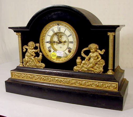Ansonia "Verona" Black Enameled Iron Clock - 6