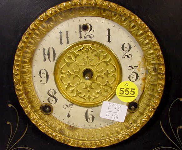 Gilbert Wood Mantel Clock w/Metal Ornaments - 2