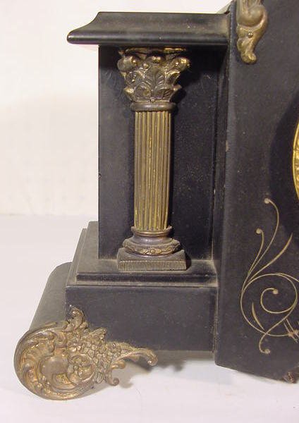 Gilbert Wood Mantel Clock w/Metal Ornaments - 3