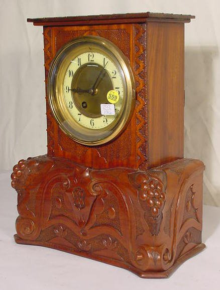 French Carved Mahogany Shelf Clock - 2