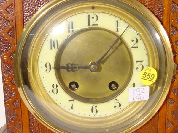 French Carved Mahogany Shelf Clock - 3
