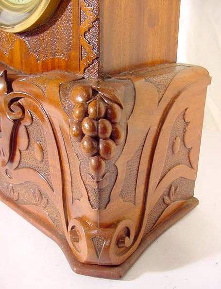 French Carved Mahogany Shelf Clock - 6