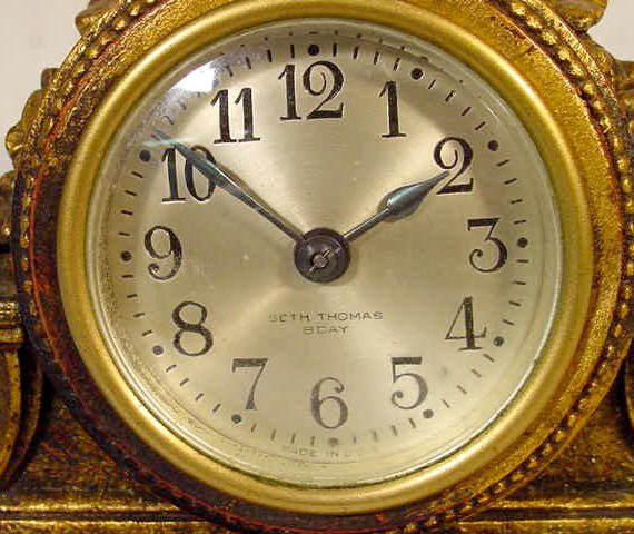 Seth Thomas 8 Day Composition & Marble Desk Clock - 2