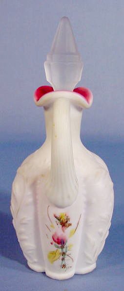 Fenton Satin Glass Cruet w/Painted Flowers - 3