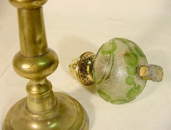 French Cameo Glass Peg Lamp - 4